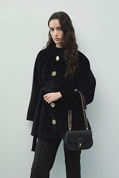 Hooopstore Milena Oval Leather Bag - Black