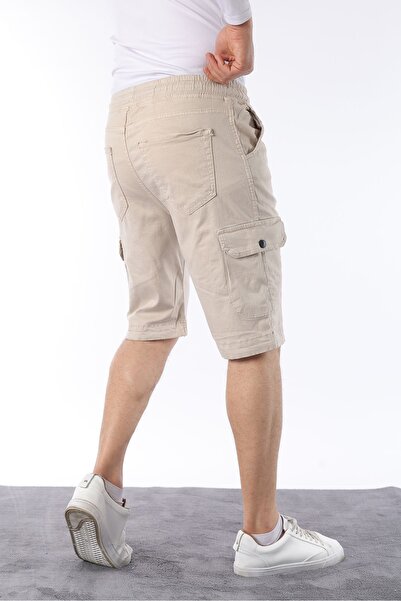 comstar Men's Elastic Stitched Cargo Pocket Stone Capri Shorts