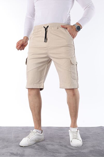 comstar Men's Elastic Stitched Cargo Pocket Stone Capri Shorts