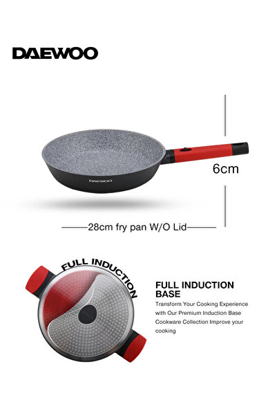 Daewoo 28cm Die Cast Aluminum Fry Pan- Non Stick Granite Coating, Full Induction Base