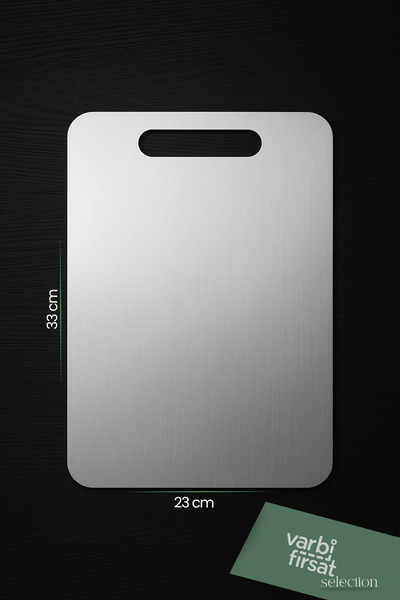 Varbifırsat Stainless Steel Cutting Board – 23X33 cm |   , Durable and Metal Cutting Sheet