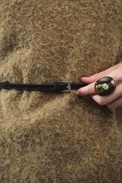 Hooopstore Μαύρη λεπτή ζώνη με υφή σουέτ