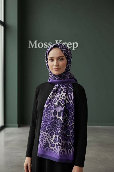 Onur Shawl - Moss Crepe Silk Look Shawl Flowy Quality Stretchy Fabric Fashion Shop Edge Watery Leopard Pattern