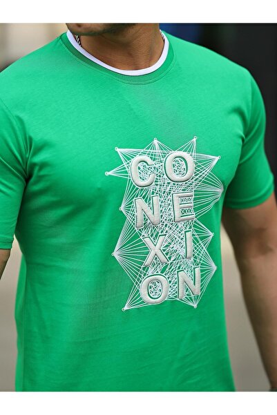 comstar Чоловіча футболка з коротким рукавом і візерунком у вигляді велосипедного коміра, зелена