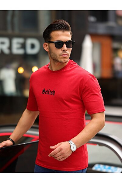 comstar Чоловічий футболка з принтом Oversize літній червоний