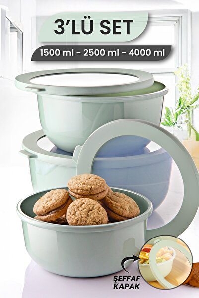 MYBOX Set of 3 Ayza Refrigerator Organizer Badya Microwave and Freezer Multi-Purpose Storage Container 1.5-2.5-4 L