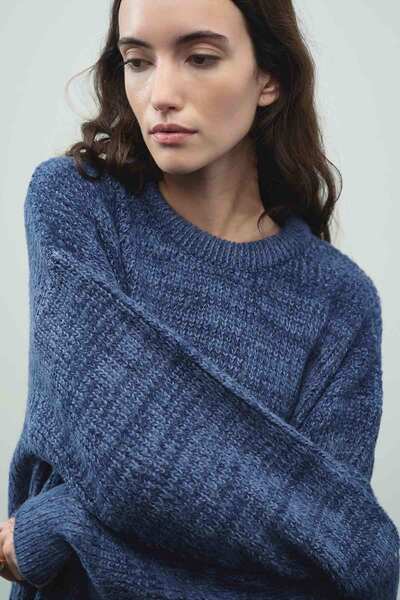 Hooopstore Basic Navy Blue Sweater