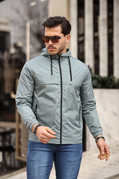 comstar Men's Lined Water Resistant Hooded Raincoat with Pockets