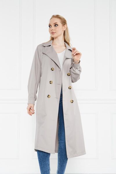 comstar Unlined Pocketed Buttoned Belted Summer Trench