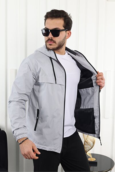 comstar Чоловічий водонепроникний плащ з капюшоном і кишенями, сірий