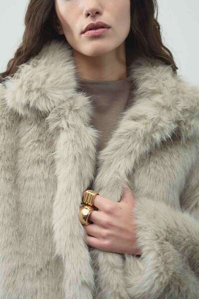 Hooopstore Faux Gray Fur Jacket