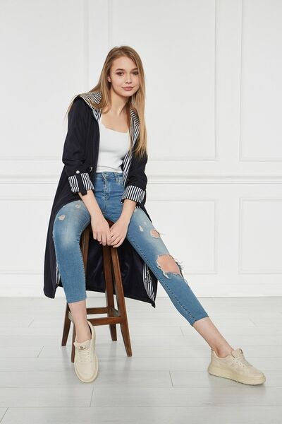 comstar Kadın Beli Büzgülü Su Itici Kapüşonlu Trençkot