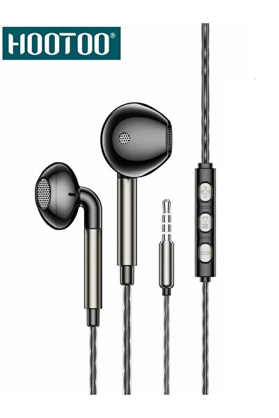 HooToo سماعه سلك بمنفذ AUX (مسمار). سماعة سلك بصوت نقي وجوده عاليه. سماعات سلك بميكرفون مدمج، وازرار تحكم.