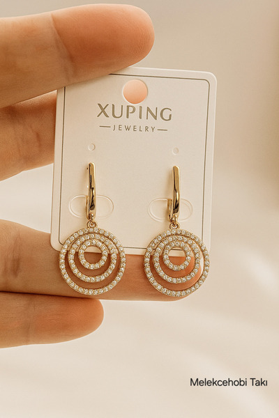 XUPING JEWELRY Melekcehobi Takı Xuping Marka 14K Altın Rengi Salyangoz Küpe