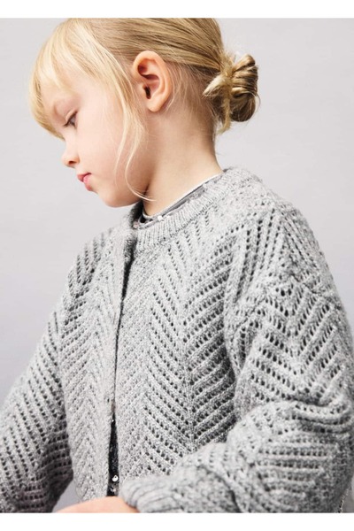 MANGO Baby Balıksırtı dokulu açık örgü hırka