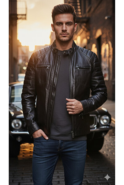 SNR Genuine Lambskin Men Leather Coat Real Leather Jacket Soft Leather