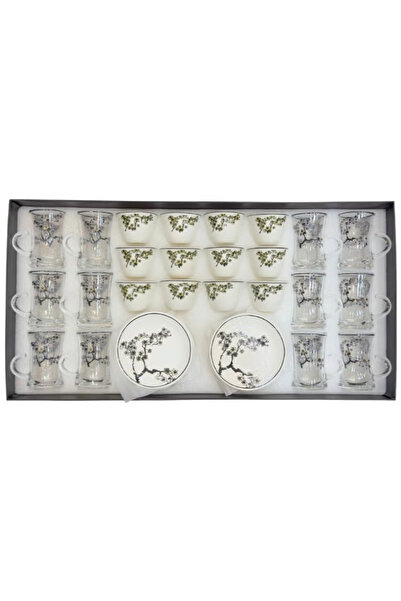 Urbanza طقم فناجين شاي وقهوة مع أطباق، 36 قطعة - تصميم زهور أنيق، مصنوع من ال...