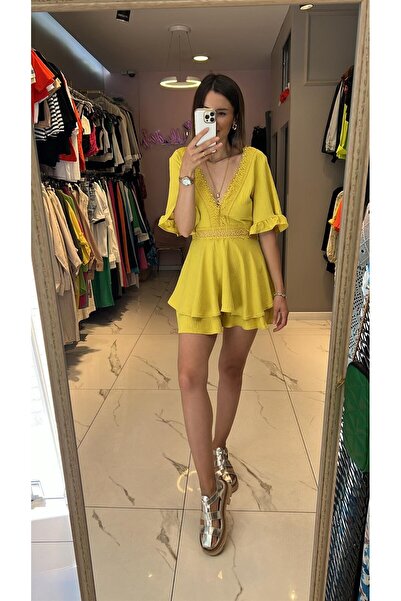 Lady Pixie Lace Embroidered Shorts Jumpsuit