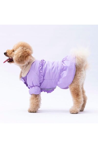 Hype Store Pawstar Lila Polarlı Su Geçirmez Küçük Irk Köpek Yağmurluğu (L)