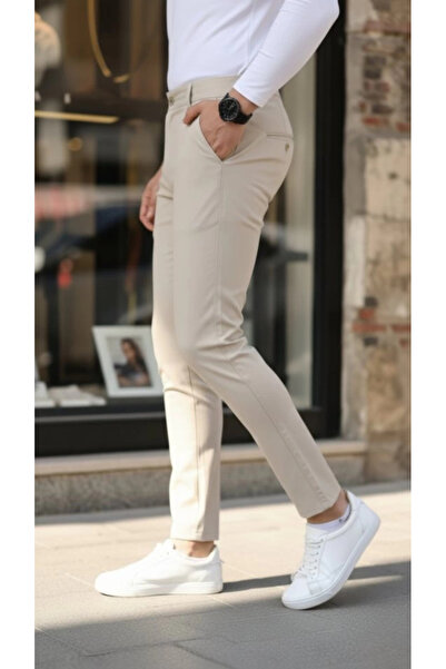 Butik Men's Slim Fit Stretch Fabric Gabardine Trousers