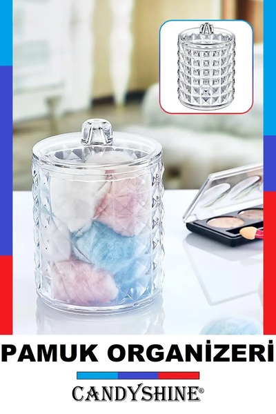 CandyShine منظم أسطواني فاخر من القطن من Diamond Premium، منظم مستحضرات التجميل الفاخر الحديث، منظم أنيق