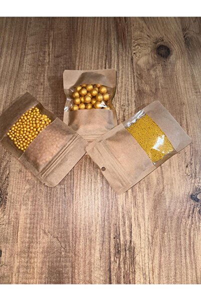 hediyehobihersey Pasta Süsleme Şekeri Draje Boncuk Pasta Süsleme Şekeri Altın 10 mm 4 mm 2 mm 120 GR
