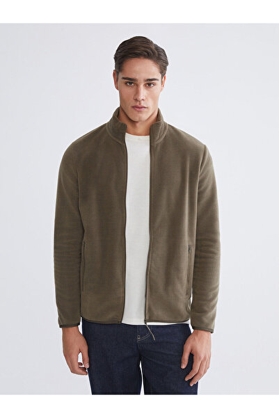 LC Waikiki New Season Stand Collar Long Sleeve Fleece Men's Zippered Sweatshirt