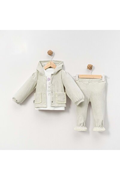 Necix's Hooded Fisto Detailled Velour Triple Bottom Top Set Gray