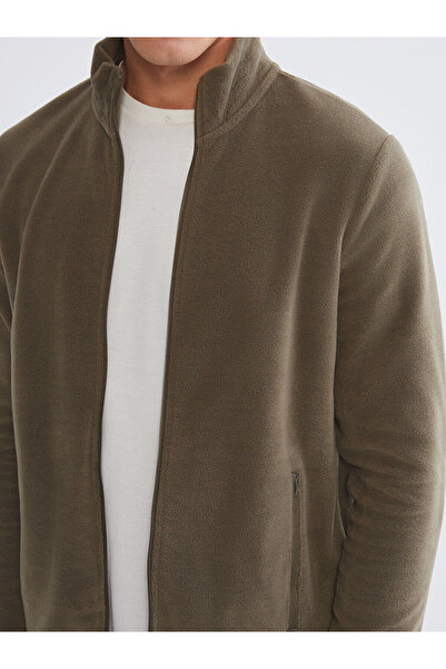 LC Waikiki New Season Stand Collar Long Sleeve Fleece Men's Zippered Sweatshirt