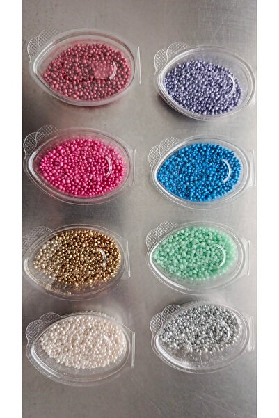 hediyehobihersey Minik İnci Pasta Süsleme şekeri 2 mm 8 farklı renk