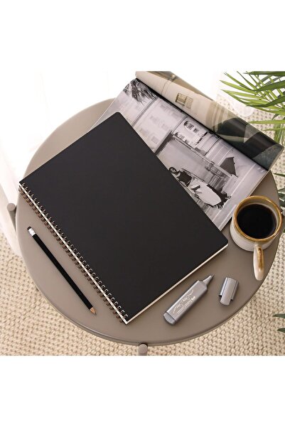 Hype Store A4 Black Kraft Cardboard Cover 70 Sheets 110 Grams Plain Unlined N...