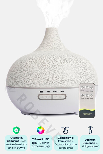 ROBEVE 550 ml Otomatik Hava Nemlendirici Buhar Makinesi Oda Nemlendirici Aroma Difüzör Beyaz