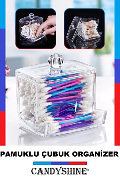CandyShine Premium Klasik Pamuklu Çubuk Organizer Modern Kozmetik Düzenleyici...