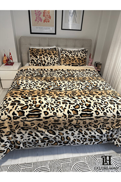 la lune home LEOPAR DESEN TAVŞAN TÜYÜ YATAK ÖRTÜSÜ