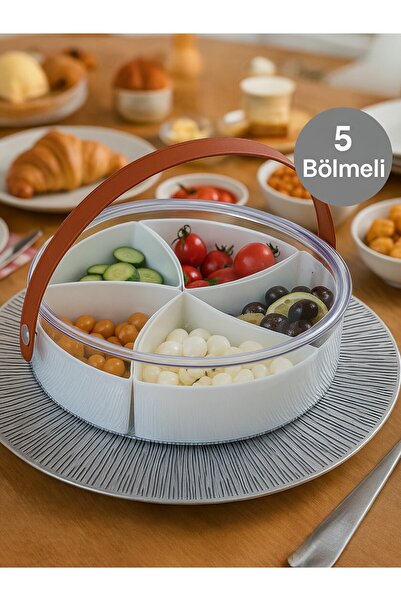 Nesto Home وعاء للوجبات الخفيفة مكون من 5 أقسام مع غطاء ومقبض