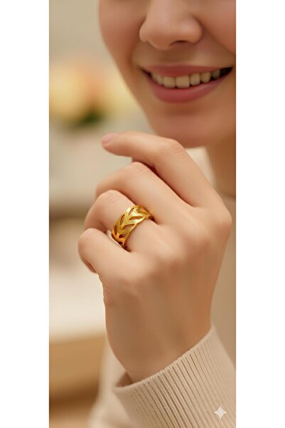 Bontexs Yaprak Figürlü Açılabilir yüzük Şık Parlak Tasarım Paslanmaz çelik