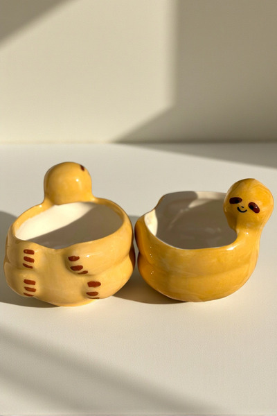 YUUGI CERAMIC كوب سيراميك مصنوع يدويًا بلون بيج على شكل حيوان كسول لطيف سعة 2...