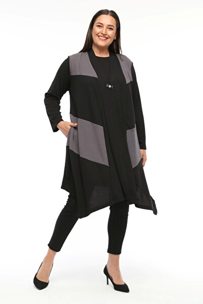 Laden Large Size Mother Flowy High Quality Knitted Seasonal Women's Black Asy...