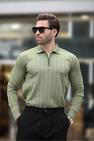 ribana Ανδρικό πλεκτό πουλόβερ με φερμουάρ και λαιμόκοψη πόλο - 4001