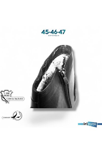İriayak Erkek Siyah %100 Hakiki Deri Büyük Numara Bot Ayakkabı 45-46-47