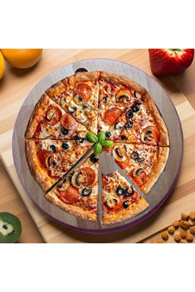 Kütahya Porselen 10 Adet 29 Cm Ahşap Pizza Servis Sunum Tabağı (İç Çap 24 cm)...