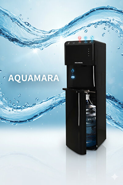AQUAMARA Hareket Sensörlü/Dokunmatik Kontrollü Siyah Su Sebili, Gizlenmiş Damacana, Enerji Tasarruflu