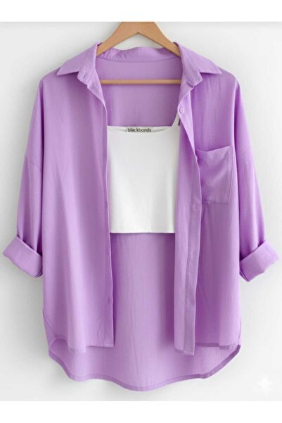 blackbonds قميص كتان نسائي قميص صيفي مقاس كبير للموسم الجديد