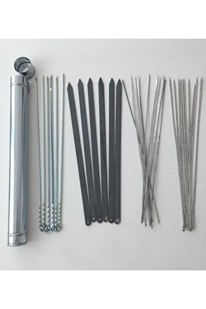 Genel Markalar Mangal Seti (60 Cm)- 6 Adana Kebap Şişi, 6 Patlıcan Şiş Yassı ...