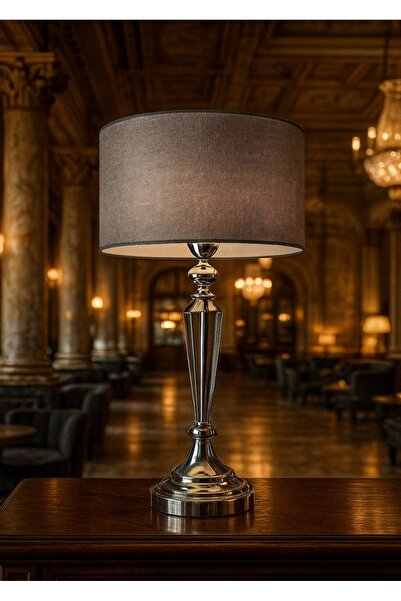 Lampada Amore Krom Kristal Metal Abajur - Hasır Gri
