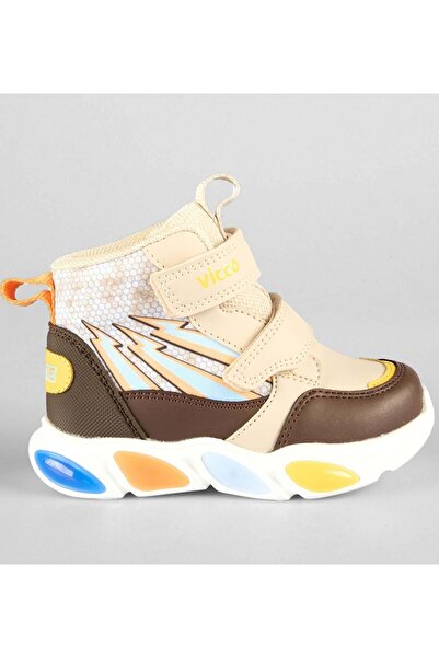 Vicco David Phylon Rubber Sole Orthopedic Lighted Children's Boots Beige