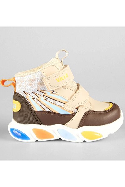 Vicco David Phylon Rubber Sole Orthopedic Lighted Children's Boots Beige