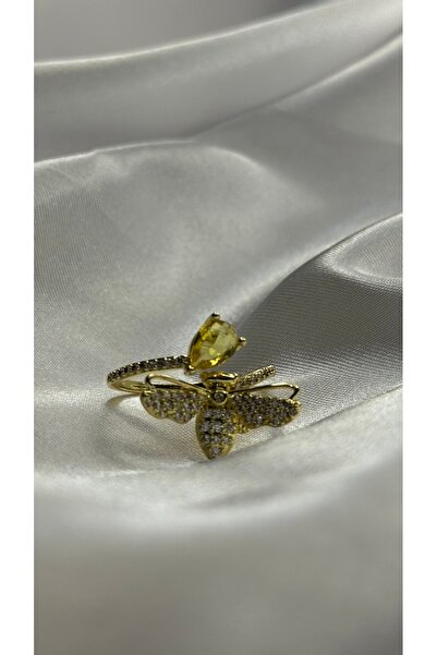 BUSİELLE JEWELRY خاتم فراشة من الحجر الأصفر