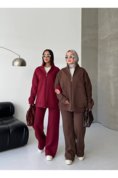 Tarzımızbir 3-Thread Fleece-Lined Cotton Long Piece Tracksuit Is a Hijab