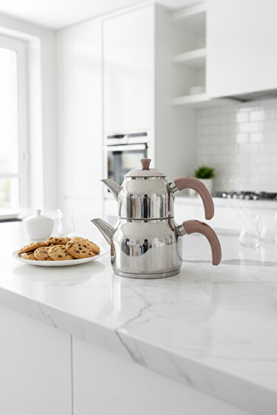 Gökdil Valeriya Indüksiyon Tabanlı Mini Boy Çaydanlık Takımı Çelik Rose Kulp